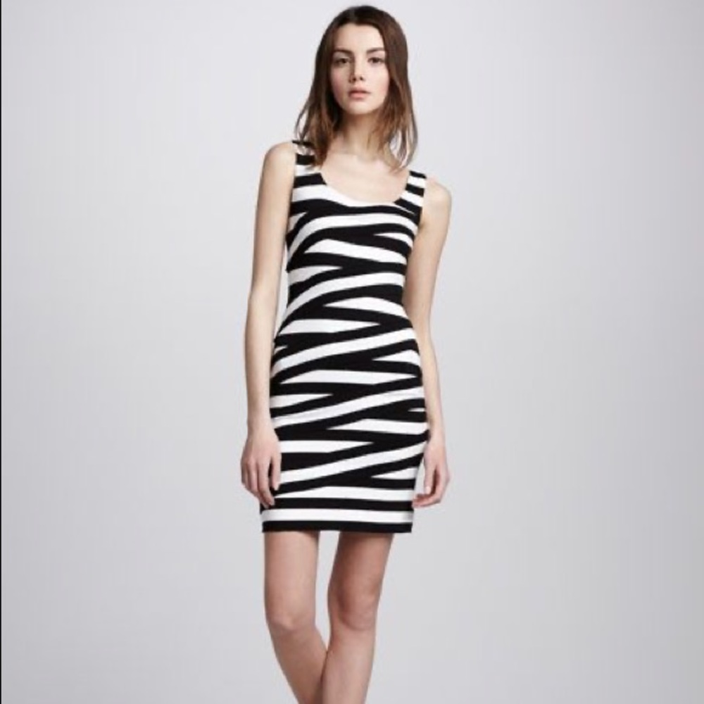 Bailey 44 Cockpit Striped Jersey Knit Dress M Black/White Stripe